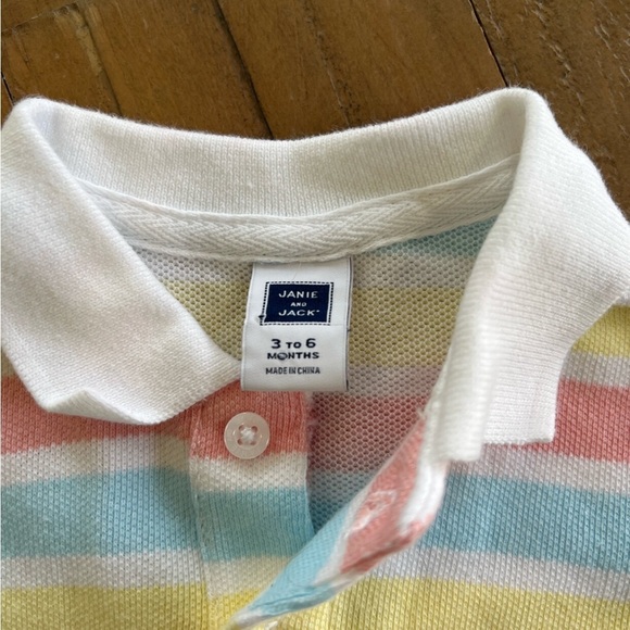 Janie and jack pastel striped polo romper - Picture 3 of 5